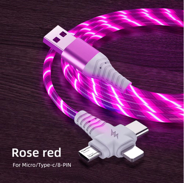 3in1 Flow Luminous Lighting USB кабель для Samsung 3 в 1 2in1 LED Micro USB Type C 8Pin зарядное устройство