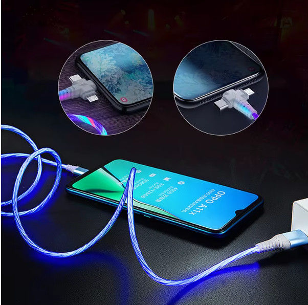3in1 Flow Luminous Lighting USB кабель для Samsung 3 в 1 2in1 LED Micro USB Type C 8Pin зарядное устройство