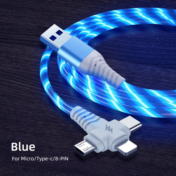 3in1 Flow Luminous Lighting USB кабель для Samsung 3 в 1 2in1 LED Micro USB Type C 8Pin зарядное устройство