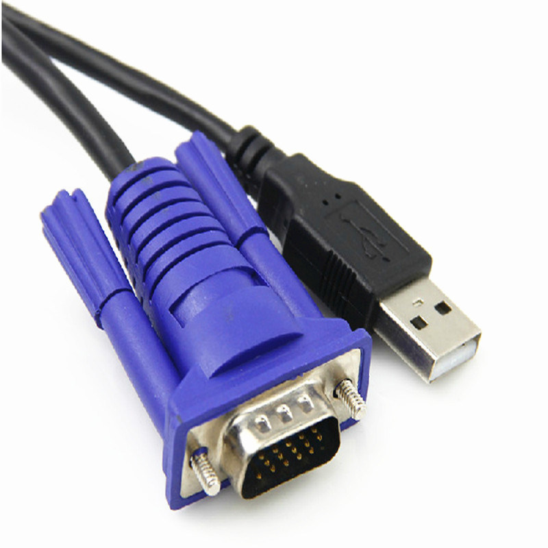 Custom Cable Blue Plug VGA Cable Computer Cable VGA (3+2) Video Cable Supports 24 Inch Screen VGA Computer Connection 1.5m