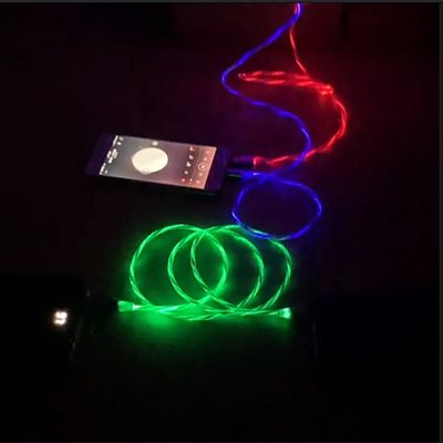 Быстрый зарядный кабель 3 В 1 типе кабеле молнии кабеля USB СИД C 3A красочном поручая проблескивая