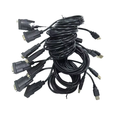 DB9 D-SUB 9-Pin Мужчина-женщина VGA Коаксиальный кабель сборка 0-180 Миниатюрный ПВХ пиджак Монитор Спикер Микрофон DVD-плеер 4K